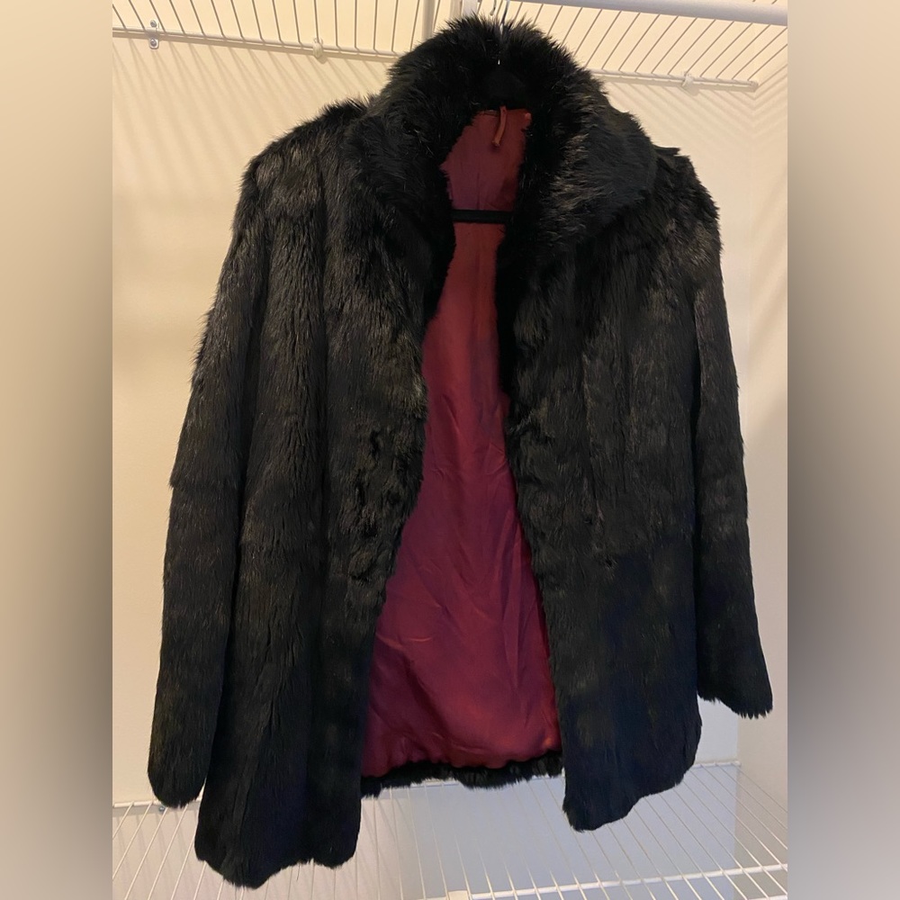 Black Rabbit Fur Coat